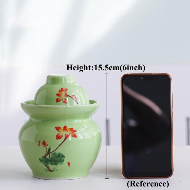 Ceramic Pickles Jar Mini Kimchi Pot Korea Pickled Vegetable Cabbage Sealed Container Sauerkraut Storage Jar Food Pickling Bottle: A