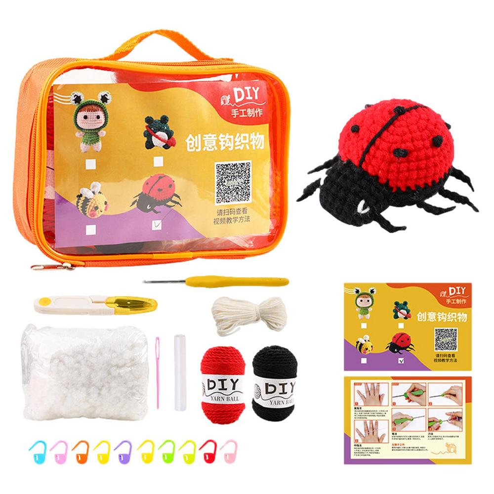 Woobles Crochet Kit For Beginners DIY Animal Woobles Crochet Kit For Beginners Knitting Kit With Easy Peasy Yarn Beginner Animal: Red