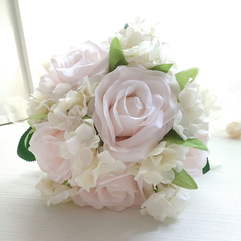 LKY Fr mariage Bouquet mariée Bouquet fleurs mariage soie Roses hortensia rose bleu Bouquet demoiselles d'honneur décoration accessoires: Light Pink Bouquet