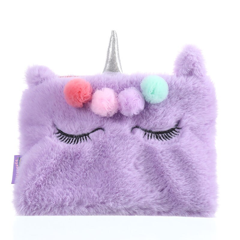 Eenhoorn Bont Handtas Voor Vrouwen Bloem Flap Koreaanse Dag Koppelingen Purse Leuke Rits Make Envelop Pouch: purple
