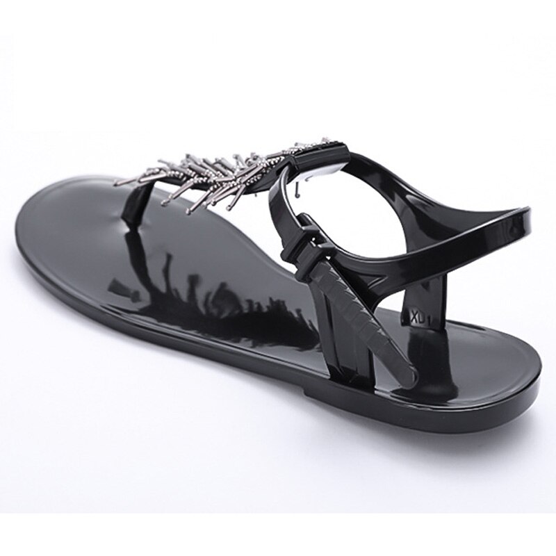Flip flops sandaler med perler sorte komfortable kvinder flade sandaler strandsko til dame zapatos de mujer wsh 3542