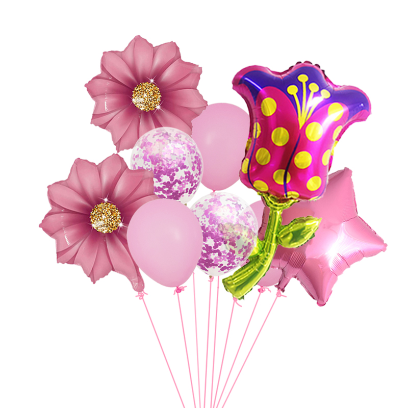 9 stk solsikke tusenfryd rose folie ballonger rosa hvit blomst luft globos baby dusj valentines bryllup bursdagsfest dekorasjoner: Tulipan