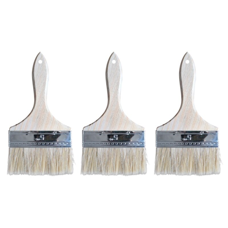 3Pcs Natuurlijke Borstel Verf Borstels Met Houten Handvat Staart Opknoping Gat Barbecue Borstel 2.3-11Cm: D