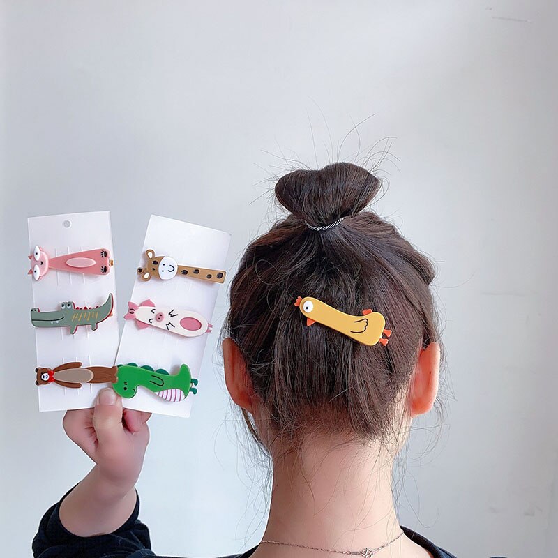 Animal pig duck deer dinosaur fox hair clip cartoon acrylic cute duckbill clip girl hair headdress hair accessories