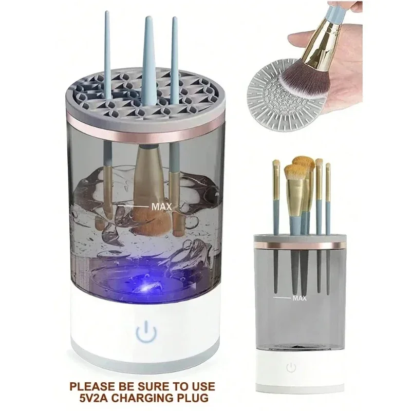 Electric Makeup Brush Cleaner Machine 3-in-1: USB Charging, Automatic Cosmetic Brush Quick Dry Cleaning Tool