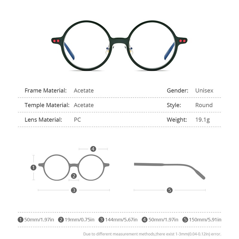 Hepidem acetat optisk brillestel herre retro vintage oversized rund nærsynethed receptpligtige briller briller briller 9158