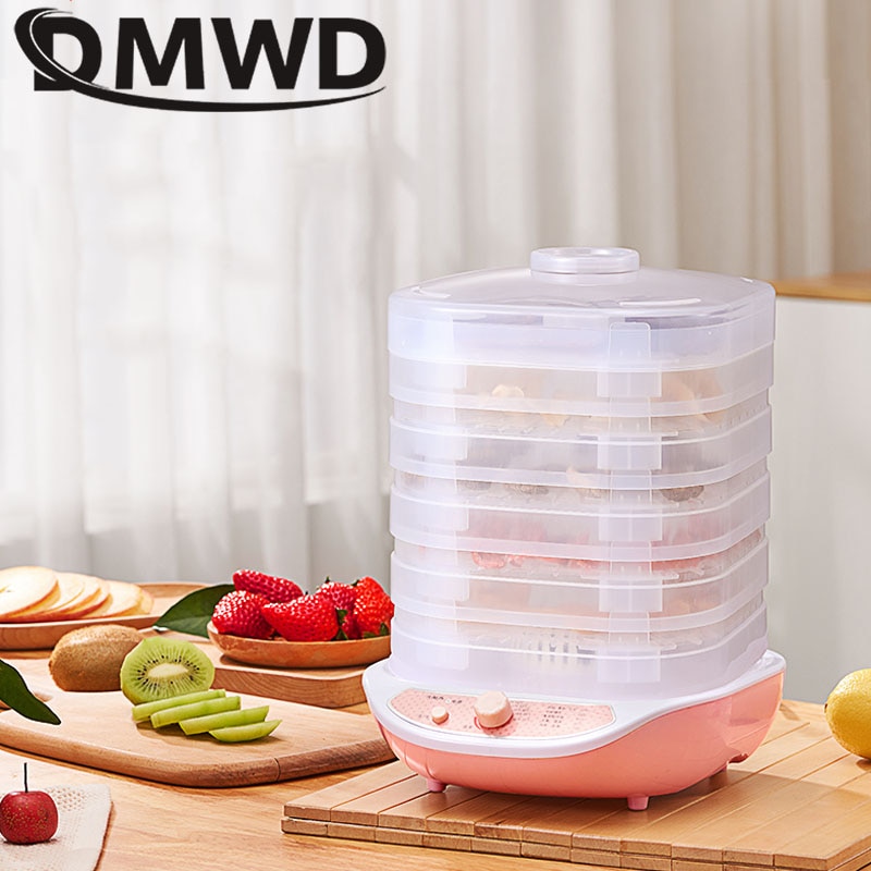 Máquina deshidratadora de alimentos DMWD para el hogar, MINI frutas secas, vegetales, hierbas, carne de mascotas, deshidratado, 5 bandejas de aperitivos, secador de aire, EU US