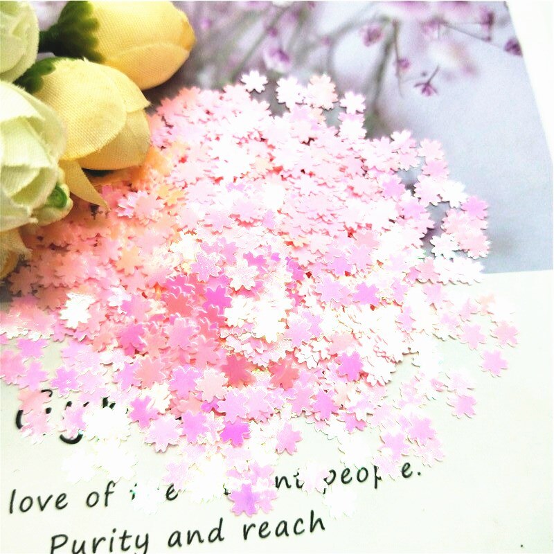 Ultradunne Bloem Pailletten 5mm Roze Kersenbloesems Vorm Losse Pailletten HUISDIER Pailetten voor Nails Art Manicure DIY Bruiloft Confetti