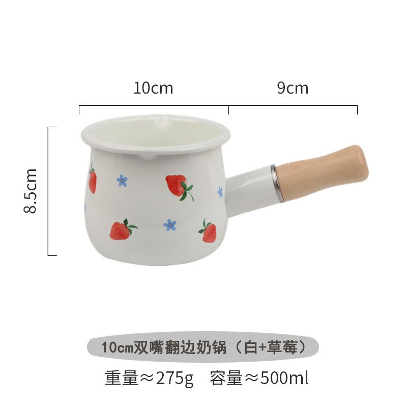 500ml Mini Emaille Kaffee Milch Topf mit Holz Griff Topf Kochgeschirr für Baby Frühstück Haferflocken Kochen Gas Herde Induktion: G