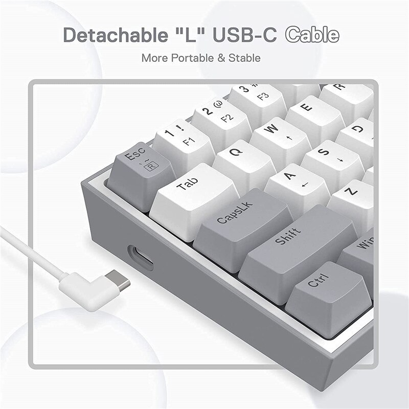 Redragon – clavier de jeu filaire K617 Fizz 60% RGB, 61 touches, Compact, mécanique, avec interrupteur rouge linéaire, pour voyage portable