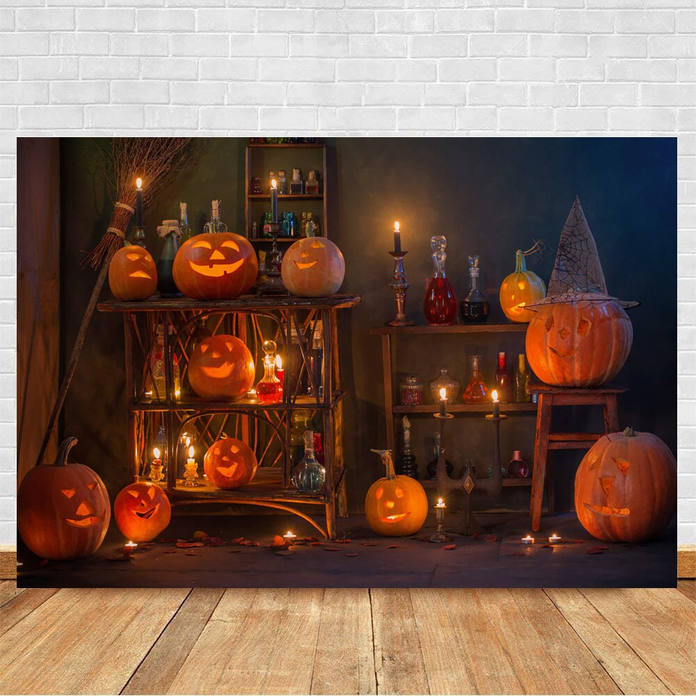 Halloween Kürbis Laterne Fotografie Kulissen Magier Haus Halloween freundlicher Porträt Hintergrund Kerze Trank Photocall