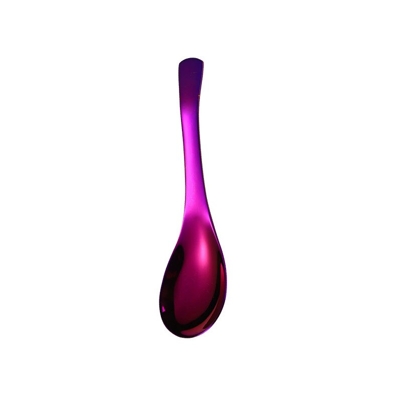Stainless Steel Spoon Stir Bar Ice Spoon Highly Large Gold Rice Soup Kids Dessert Spoon Kitchen Dinner Tableware: Purple
