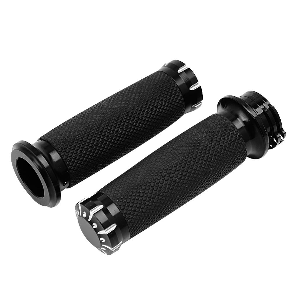 1" Black CNC Hand Grips Handlebar Bars Grip for Harley Touring Sportster Dyna Softail VRSC XL XR
