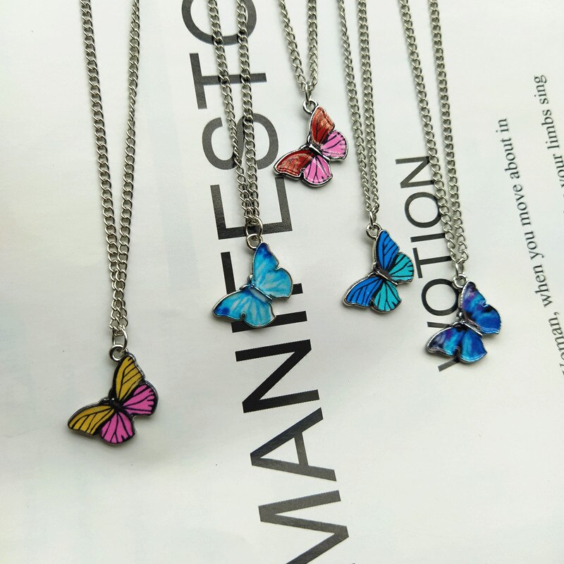 Women Necklace Blue Purple Color Pendant Popular Neck Jewelry For Friend Delicated Necklace