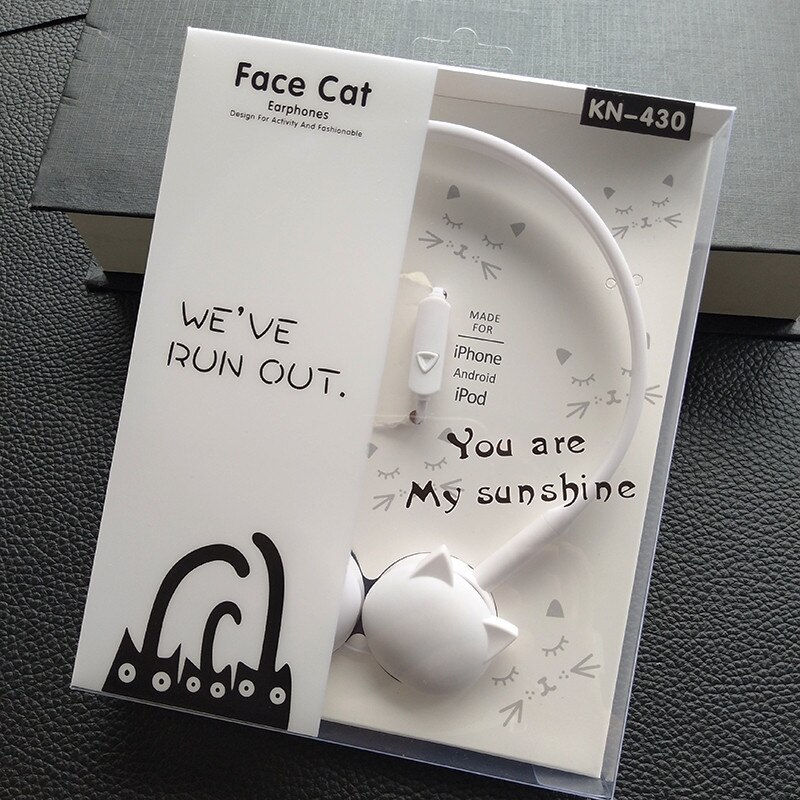 Cute Cat Colored Stereo Pink Headphones Headset Earphones for Samsung Xiaomi Kids Birthday With Retail box: White