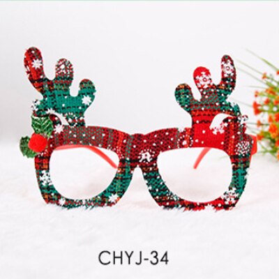 Jul fest dekorasjon søte tegneserie briller ramme glitret briller ingen linse for barn voksne xmas: Gråte -34