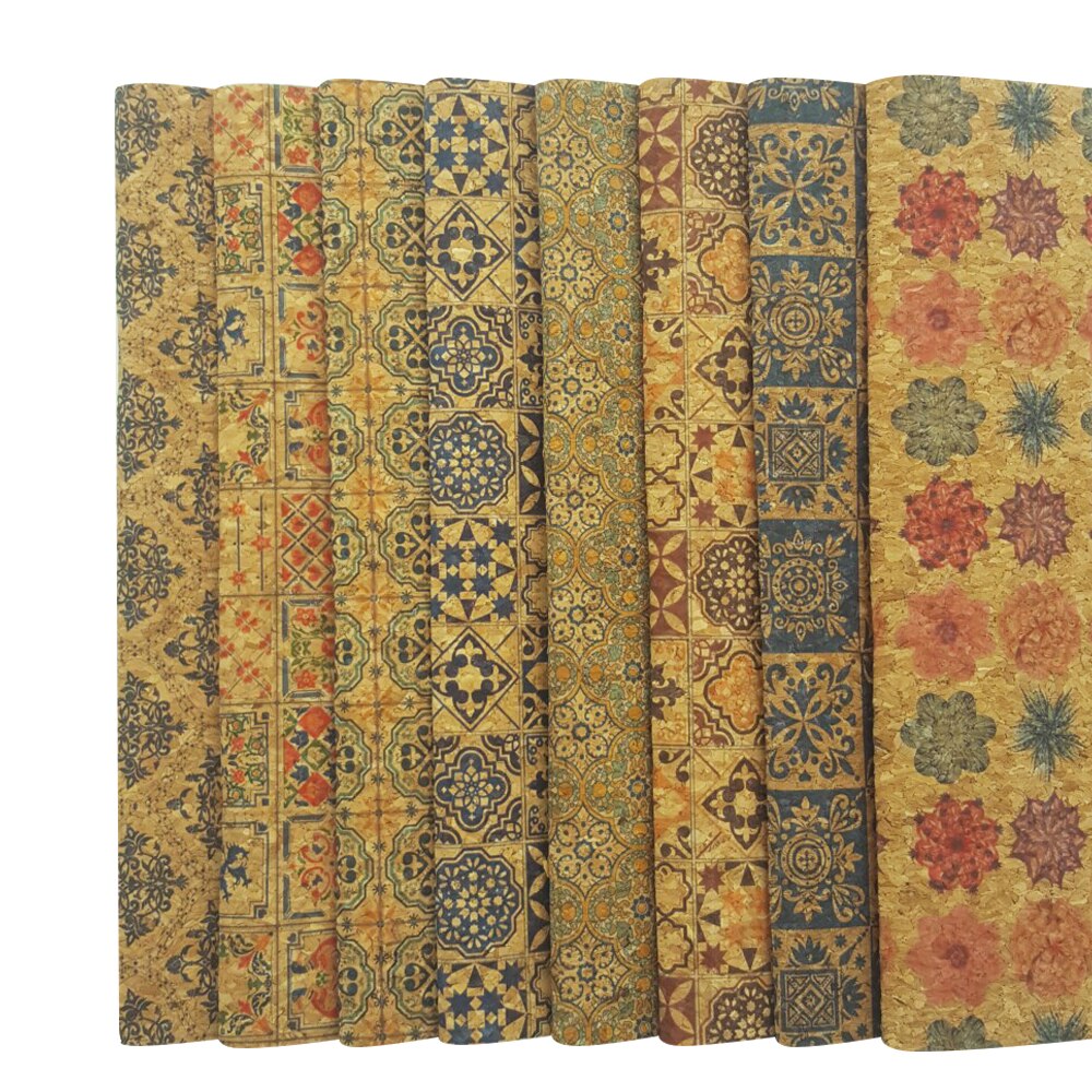 Qibu 22*30 Cm Gedrukt Zachte Kurk Stof Kleding Handtas Synthetisch Leer Diy Naaien Materialen Kledingstuk Diy Ambachten Textiel materiaal