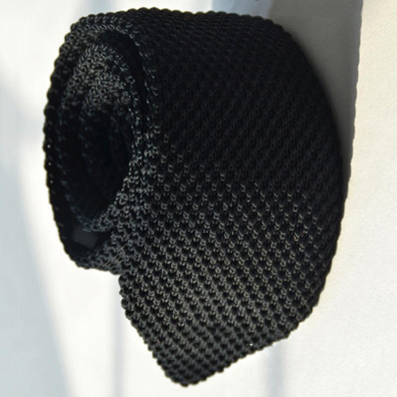 Cravatte colorate da uomo in maglia lavorata a maglia cravatta tinta unita stretto sottile magro tessuto tinta unita cravatte strette: nero