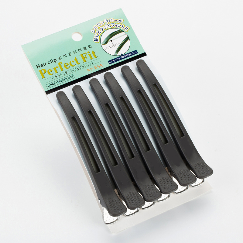 6Pcs Alligator Hair Clips Pro Salon Hairdressing Clamps Clips Rubber Hair Sectioning Clip Crocodile Hairpin Styling Accessories: Silver