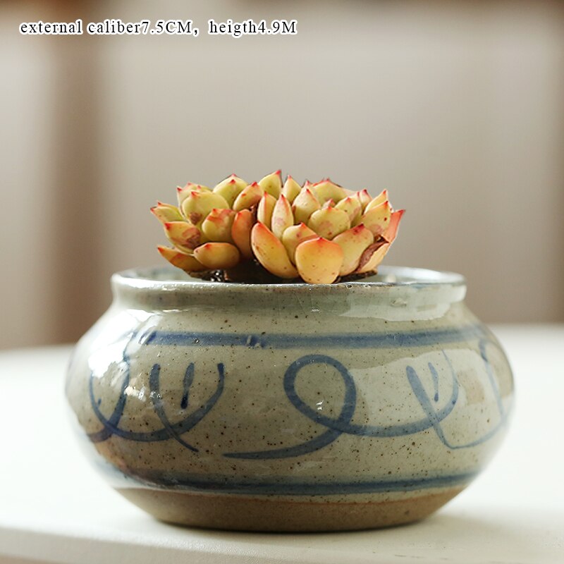 Flower Pots Blue-and-White Porcelain Succulent Cactus Pots Plant Garden Ceramic Planter Pots Outdoor Garden Home