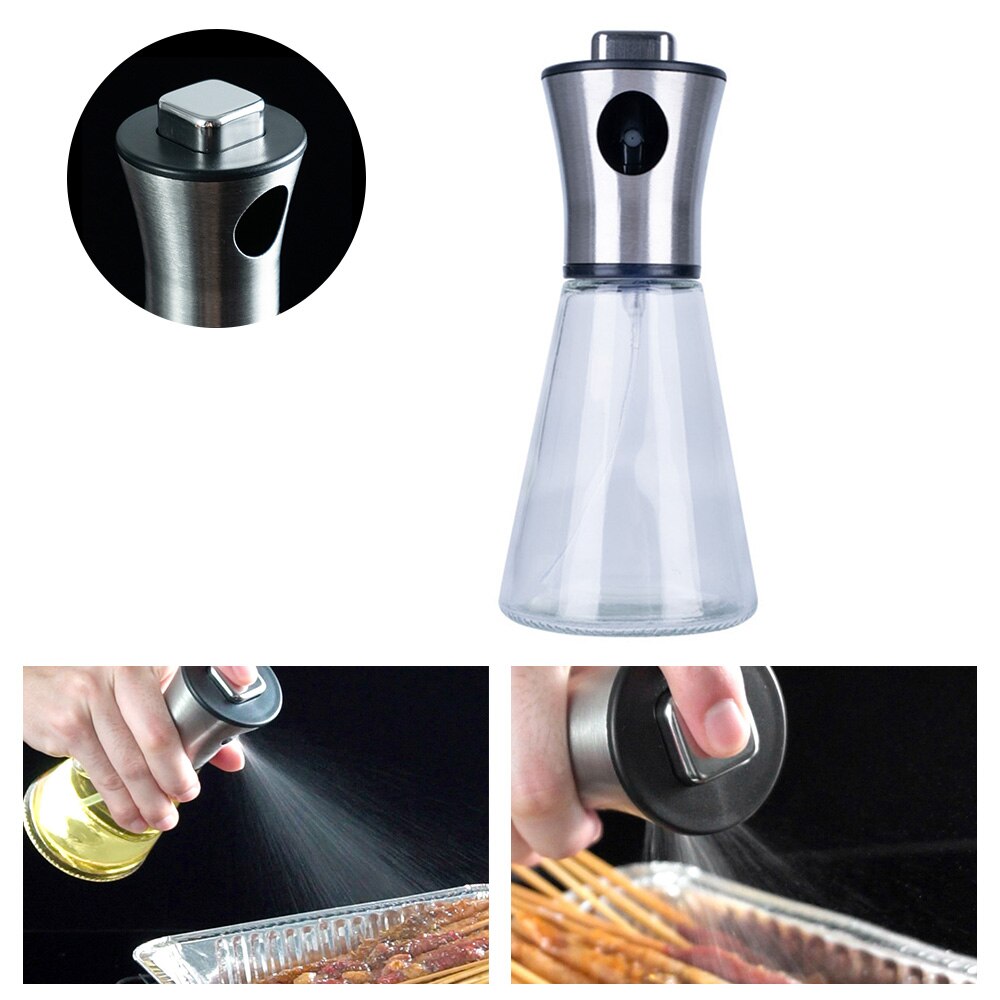 304 Stainless Steel Oil Sprayer 200ml Refillable Olive Oil Dispenser Bottle Sprayer For BBQ Grilling Roasting