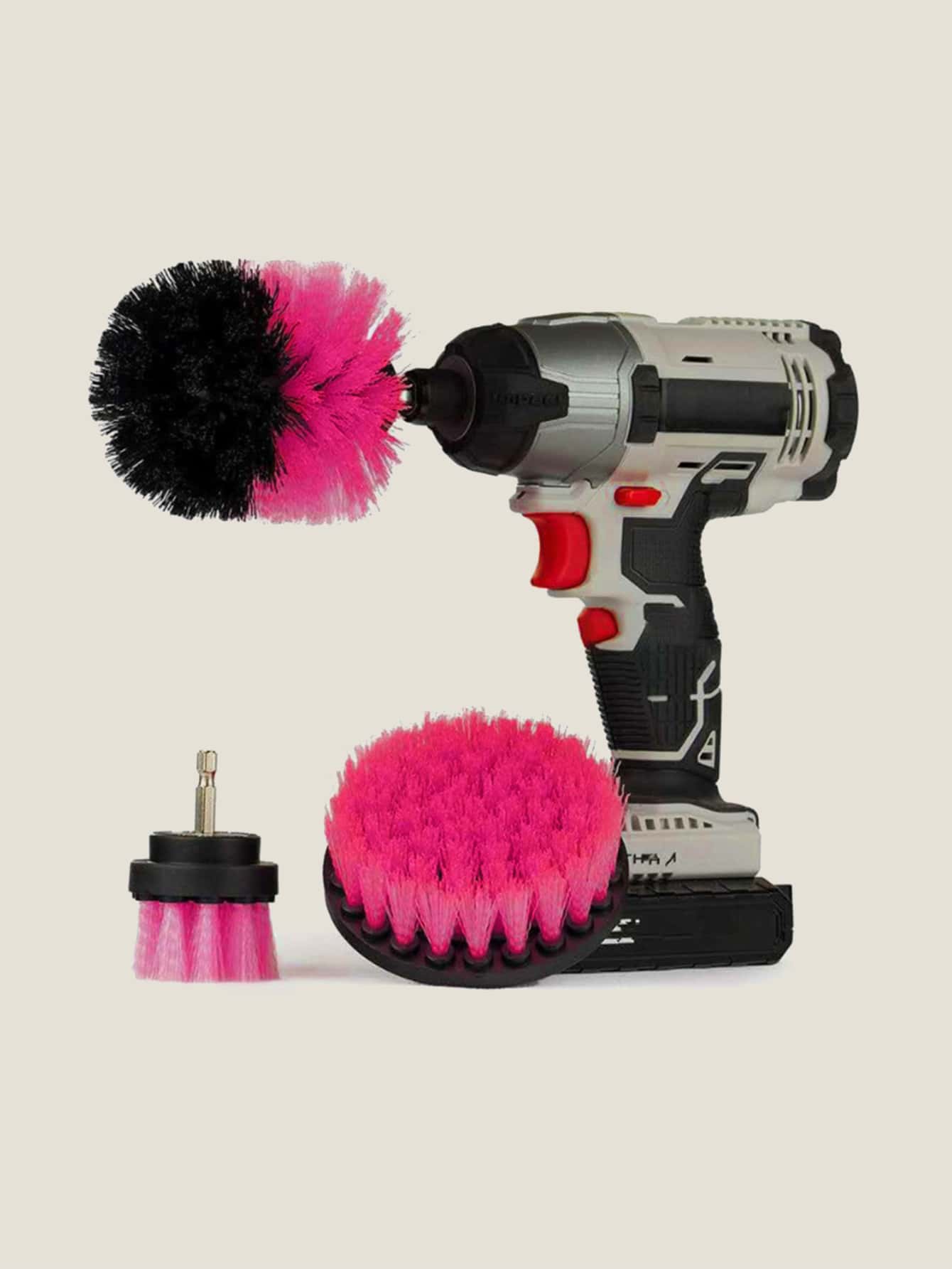 3Pcs/Set Electric Scrubber Brush Drill Brush Kit Plastic Round Cleaning Brush For Carpet Glass Car Tires Nylon Brushes: GRAY