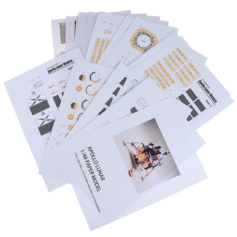 DIY Handcraft Paper Model Kit Art Decoration Personality 1:48 Scale Moon Spaceflight Apollo 11