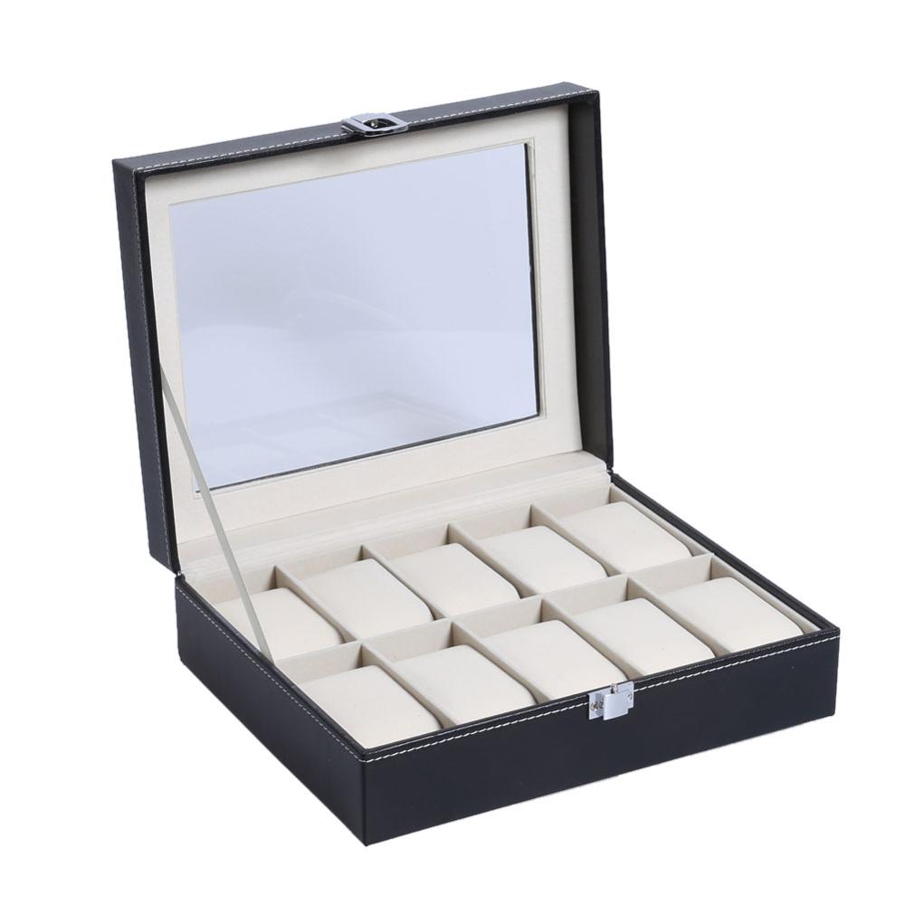 Caja de reloj de cuero con varias cajas, caja de reloj con 2, 6, 10 rejillas, soporte , reloj, porta relojes, caja de reloj de: 12 Grids