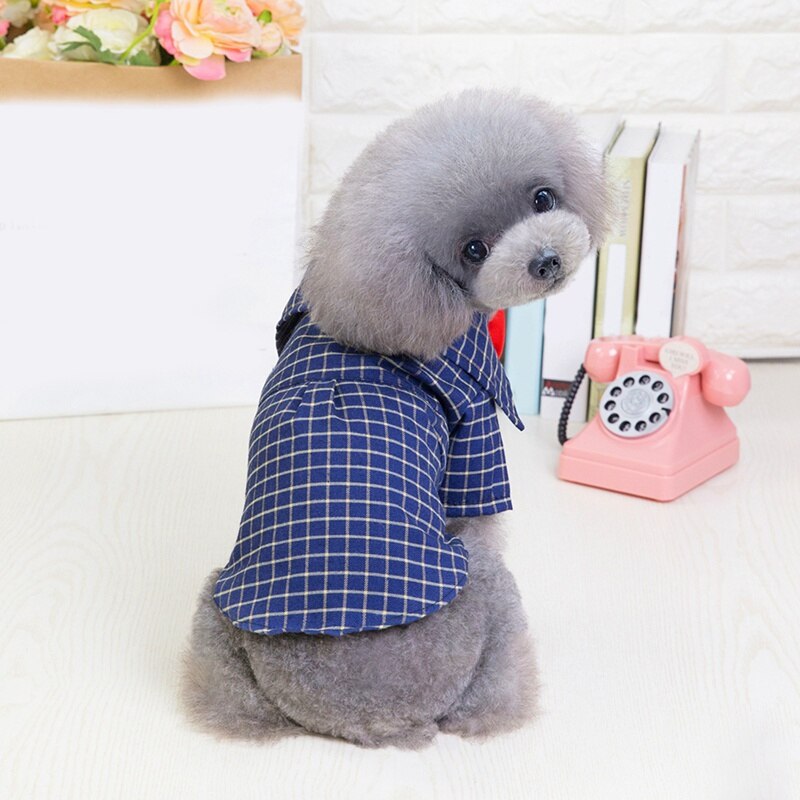 Hunden rutete skjorte med røde slipser britisk stil herre skjorte kjæledyr hund katter uformelt klær bomull skjorte til små hunder 5 størrelser