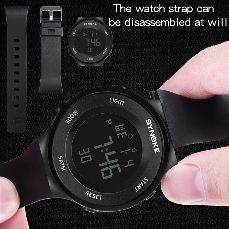 Synoke Horloges Mannen Led Digitale Horloge Man 50M Waterdicht Outdoor Sport Horloges Klok Met Band Relojes Hombre