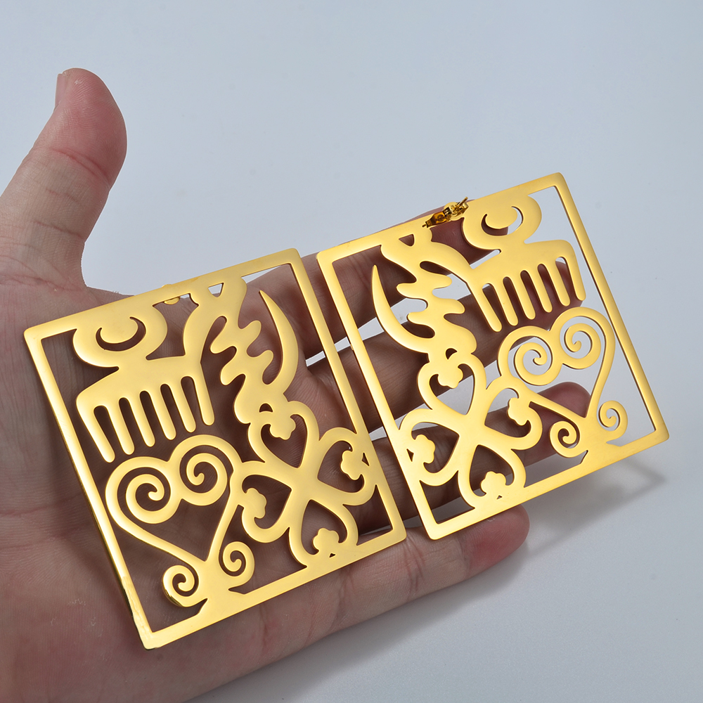 Anniyo 7CM Exaggerated Traditional Symbol Big Earrings African Ornaments Ancient Egyptian Jewelry Gye Symbol Ankara #320321