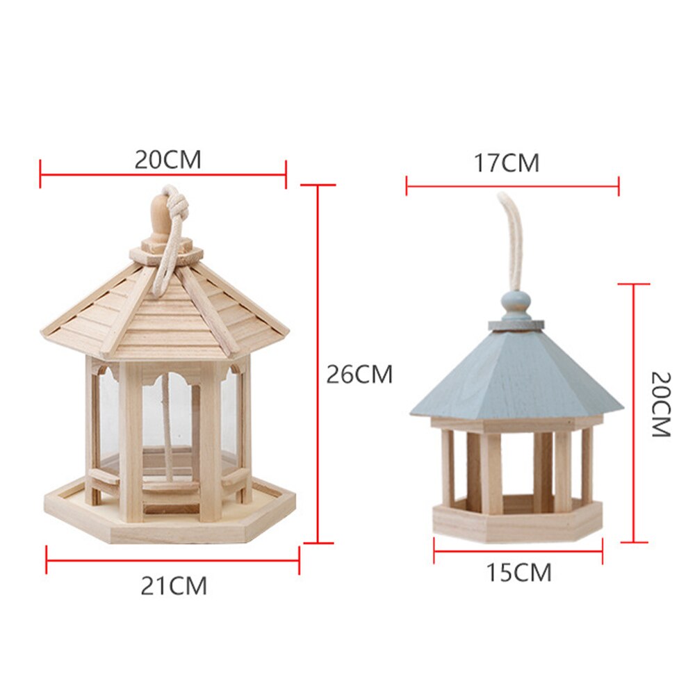 Bird Feeder Outdoor Wooden Hanging Bird Food Container for Balcony Garden Park Hummingbird Feeder for Parrots