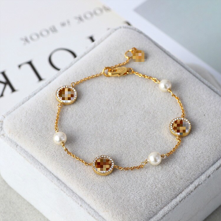 Braccialetto di perle intarsiato arabo saudita alla moda bracciale icona Logo lucido accessori gioielli femminili braccialetti con ciondoli regalo: TBB-02 gold