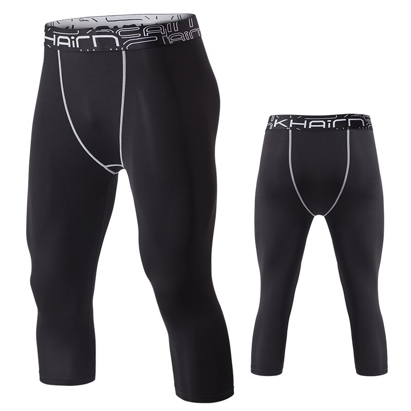 Compression tights man 3/4 Pants Jogging Outdoors Fitness leggings sportswear Training gymCropped trousers Basketball leggings: S