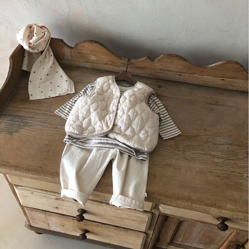 Koreanische Baby Mädchen Warme Weste Doppel Schichten Winter Weste Strickjacken Spitzen Kleinkind Jungen Ärmellose Jacken Jahrgang Jungen Kleidung