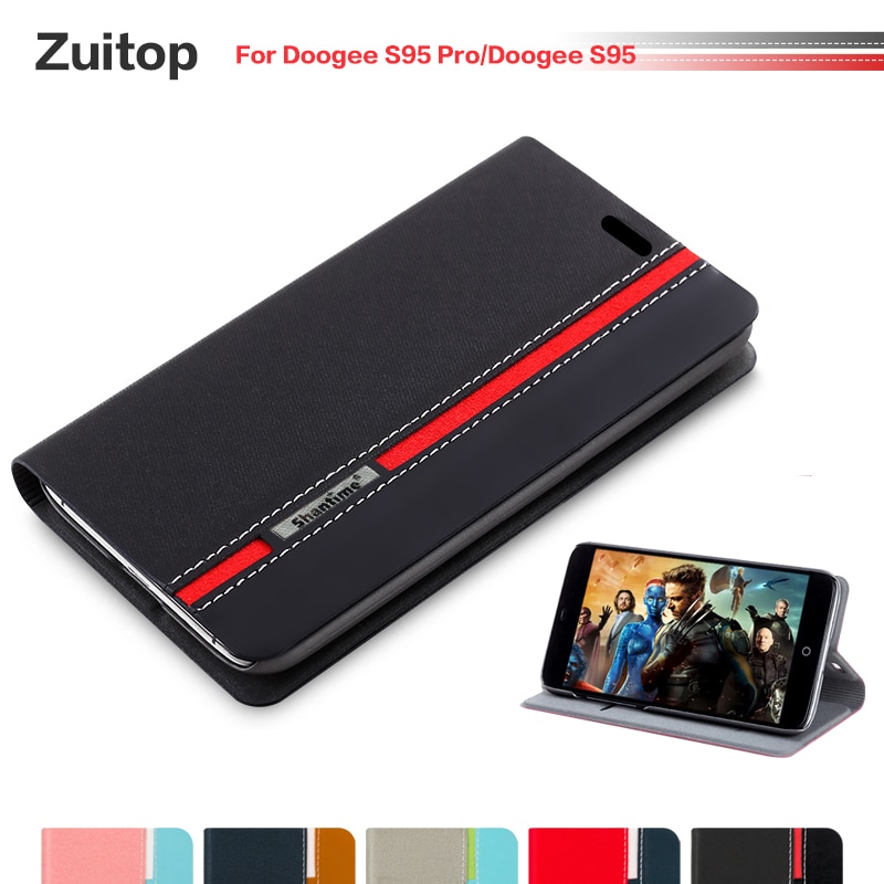 Cowboy pu leren telefoonhoesje voor doogee  s95 pro flipcase voor doogee  s95 business case zachte siliconen achterkant