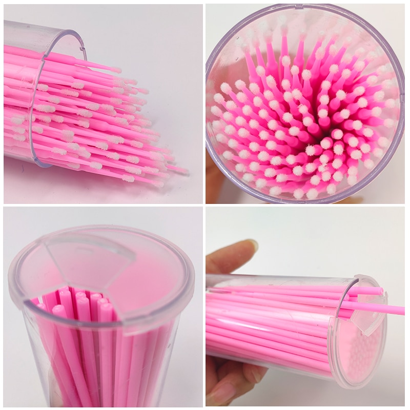 Kekelala 100Pcs/Fles Wimper Extension Wattenstaafjes Lash Lift Lijm Remover Applicators Microblade Make Micro Borstels Tool