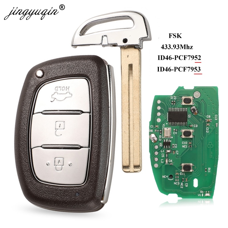 Jingyuqin 3 Knop 434 Mhz FSK Smart Afstandsbediening Sleutel voor Hyundai IX35 PCF7953 Hitag2 ID46 Verna Elantra 7952 Chip
