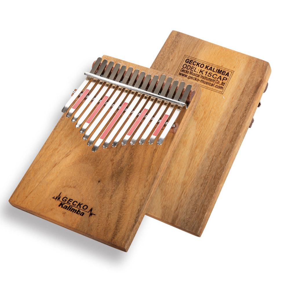 GECKO 15 Key Kalimba Thumb Piano G Tone Mbira Keyboard Instrument + Tune Hammer Camphor Wood Kalimba Musical Instrument K15CAP