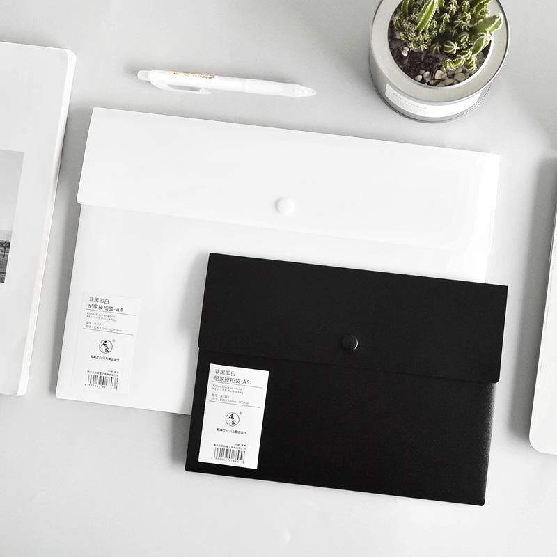 A3/A5/B5 Portable File Folder Big Capacity Document Bag Simple Business Briefcase Plastic Storage Organizer Snap Bag