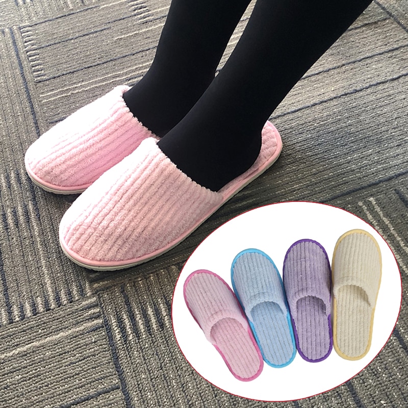 Koraal Fluwelen Hotel Reizen Spa Wegwerp Slippers Thuis Gast Slippers Witte Schoenen Kinderen Wegwerp Slippers