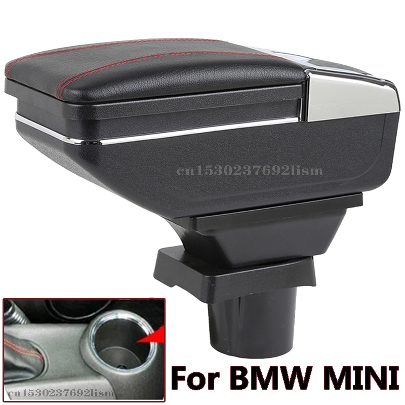 Para MINI Cooper R50 R52 R53 R56 R57 R58 F55 F56 F57 compatriota R60 F60Central reposabrazos caja de almacenamiento de accesorios de modificación