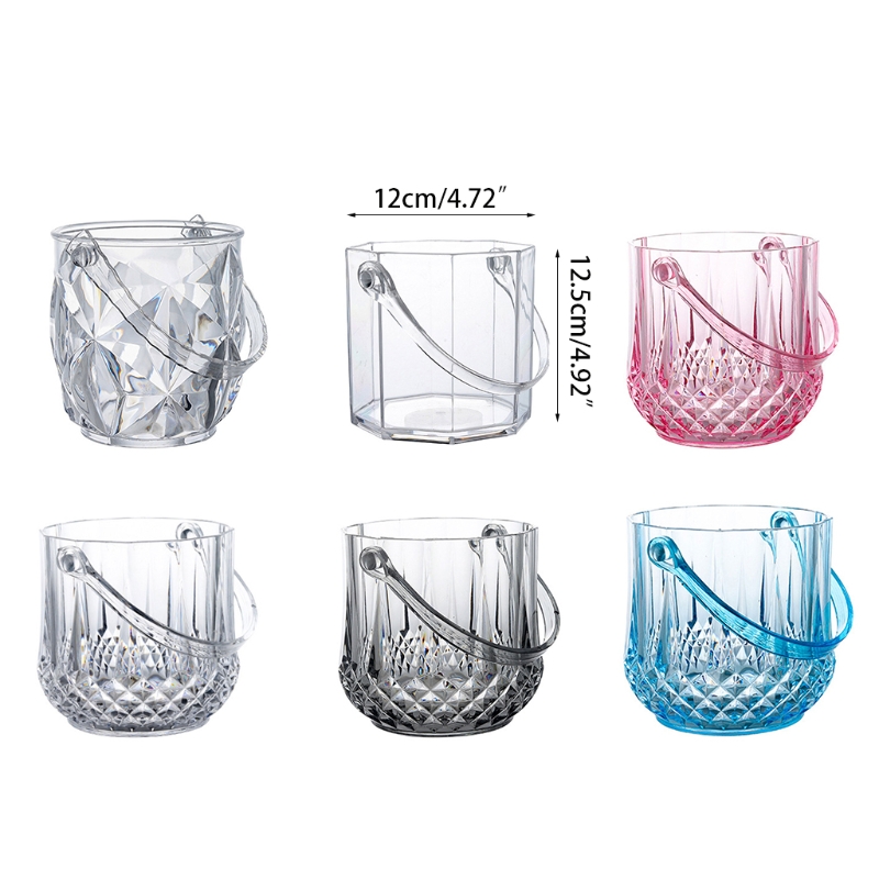 Ice Bucket Acrylic Clear Storage Tub Plastic Drink Buckets with Handle for Champagne Wine Beer Bottles Drinks Bar Party Supplies