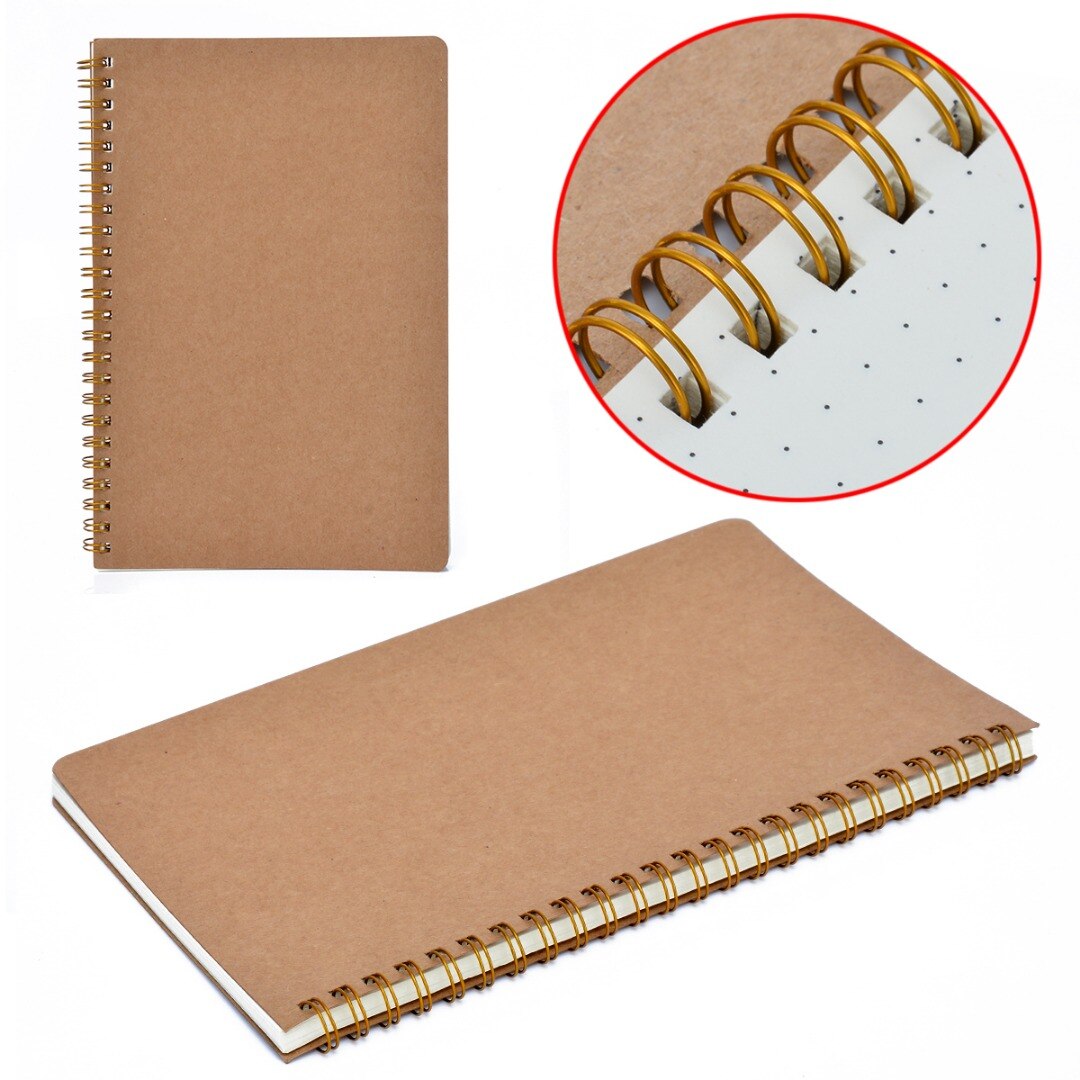Medium A5 Dotted Grid Spiral Notebook Journal Cardboard Soft Cover 100 Pages For School Supplies Office Accessories