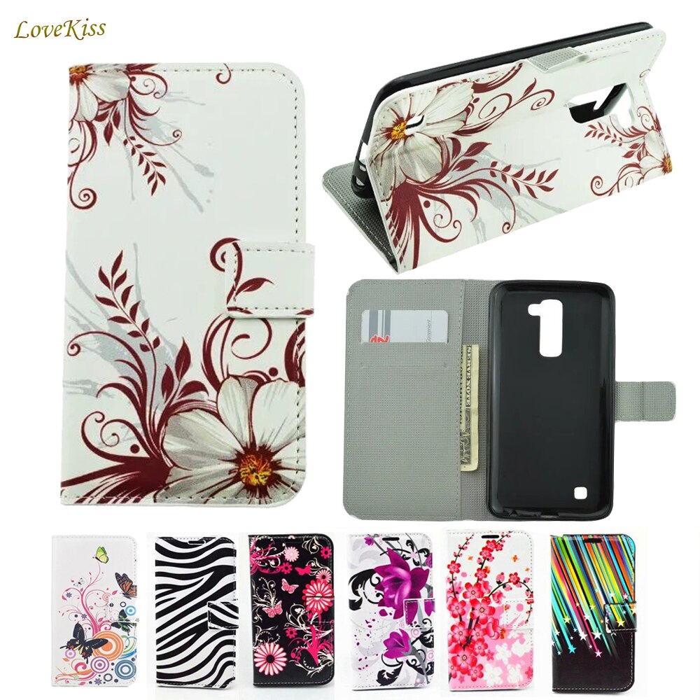 Bloem Lederen Portemonnee Gevallen Voor Lg K10 Lte 4G K430 K430ds K430y K420n K410 Telefoon Case Fundas Back Cover shell Kaarthouder Coque