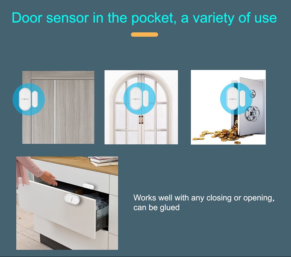 Fuers 433mhz Wireless Alarm Door Sensor Mini Door Sensor Open Close Detector Magnetic Switch For G95 G34 G60 Alarm System