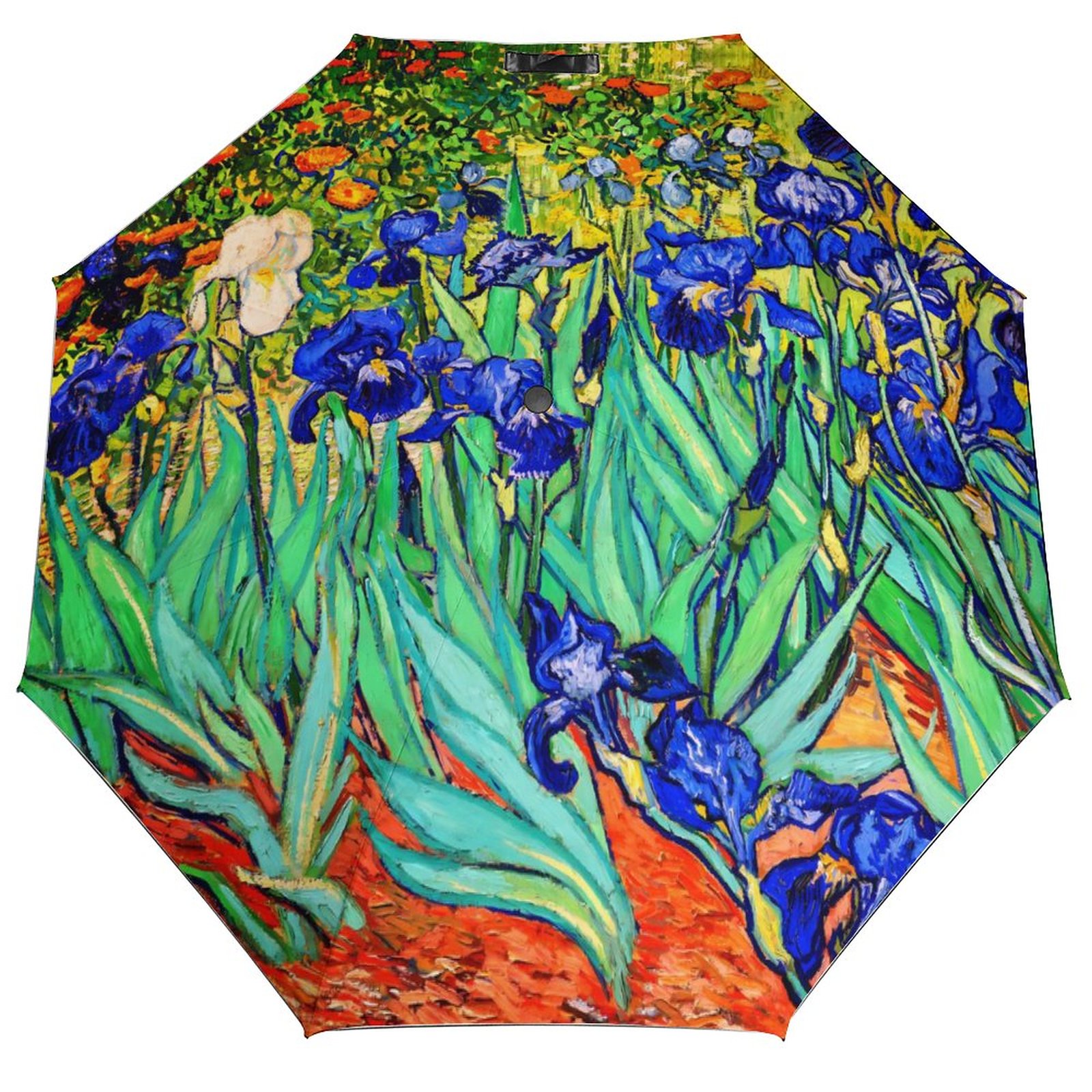Vincent Van Gogh Paraguas automático de 3 pliegues Café Terraza por la noche Paraguas ligero Sol y lluvia Paraguas de abrigo negro para hombres y mujeres: Borgoña