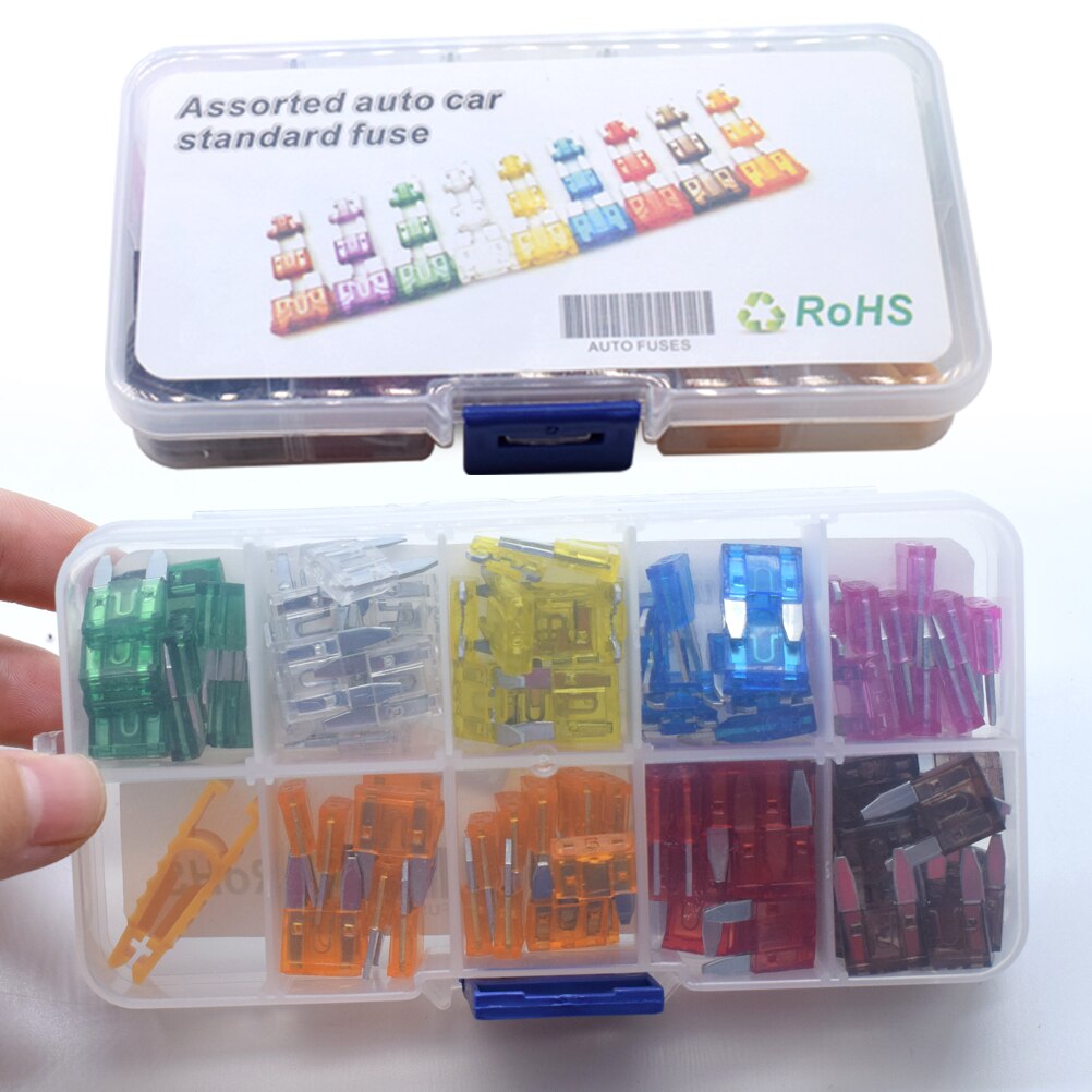 100pcs MINI Car Fuse 3A 5A 7.5A 10A 15A 20A 25A 30A Amp with Box Clip Assortment Auto Blade Fuses Set Vehicle Boat Truck SUV