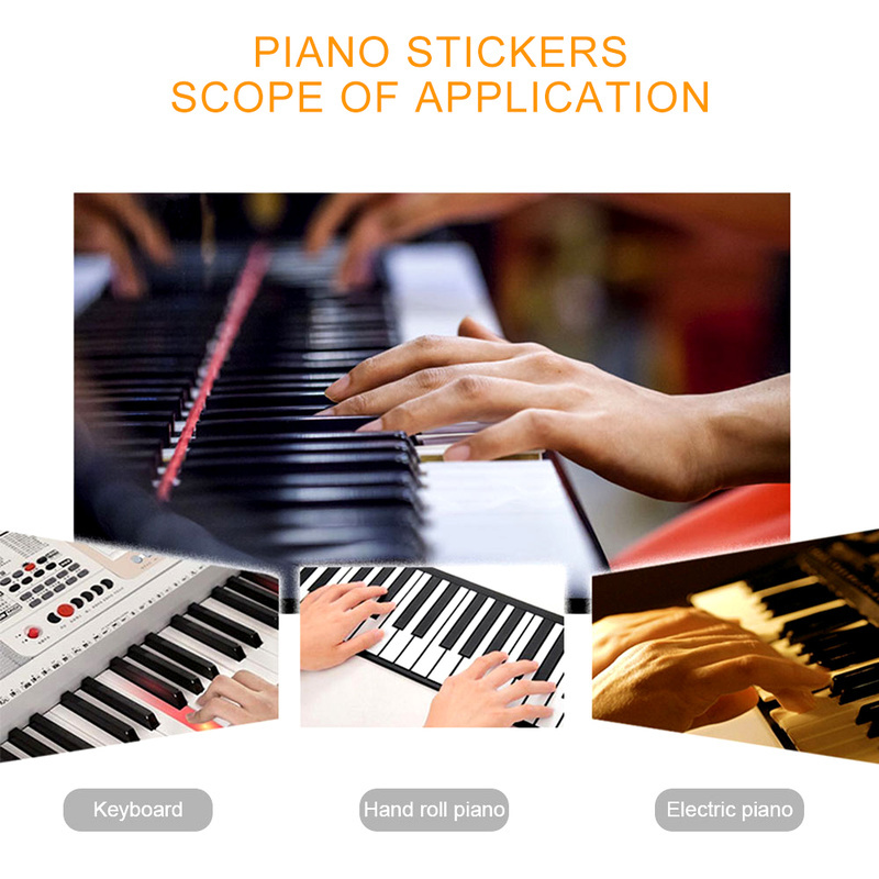 37/49/61/88 Keys Colorful Transparent Piano Keyboard Stickers Electronic Keyboard Sound Name Key Stave Note Symbol Sticker