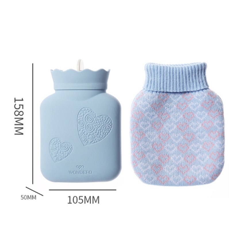 Bolsa de agua de silicona para calentar en microondas, botella de Gel de sílice, cubierta de punto, botella de agua para manos: B